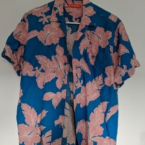 Tori Richard blue/pink aloha shirt Sz Small